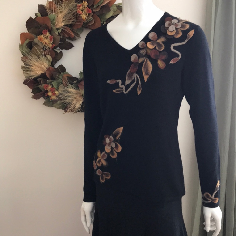 Chagall Black sweater with felted appliqué